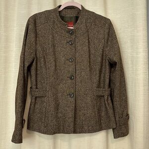 Olsen beautiful Women’s Wool & silk Jacket brown with specks of color size us 8